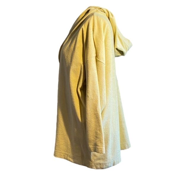 0821 Ellen Tracey French Terry V Neck Hoodie Chartreuse 100% Cotton Size M New - Picture 2 of 10